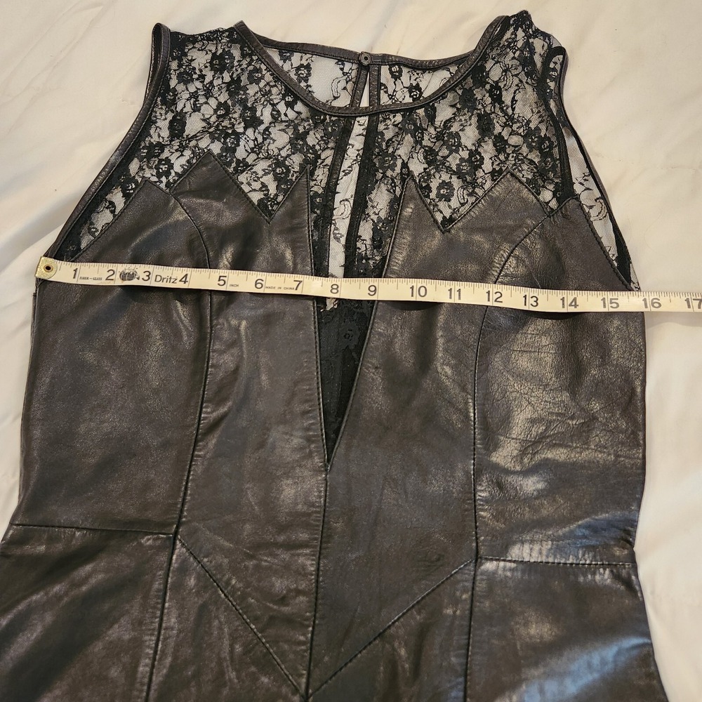 Genuine Black Leather Dress Lace Trim Womens 28 Waist Gothcore Bikercore - Picture 9 of 11